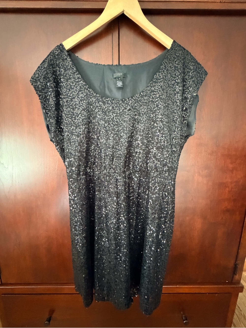 J. Crew Black Sequin Scoop Dress